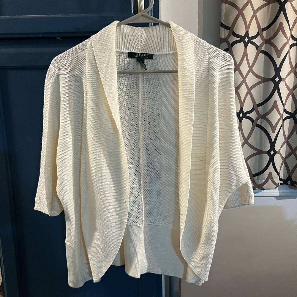 LAUREN RALPH LAUREN Shrug Open Front Cardigan Cream‎ Size Large